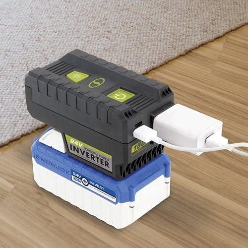 image:imageSun Joe 24V150WICT 24Volt IONMAX Cordless Portable Powered Inverter wUSB Type AC AC Outlet amp LED Light 150Watt Tool Only