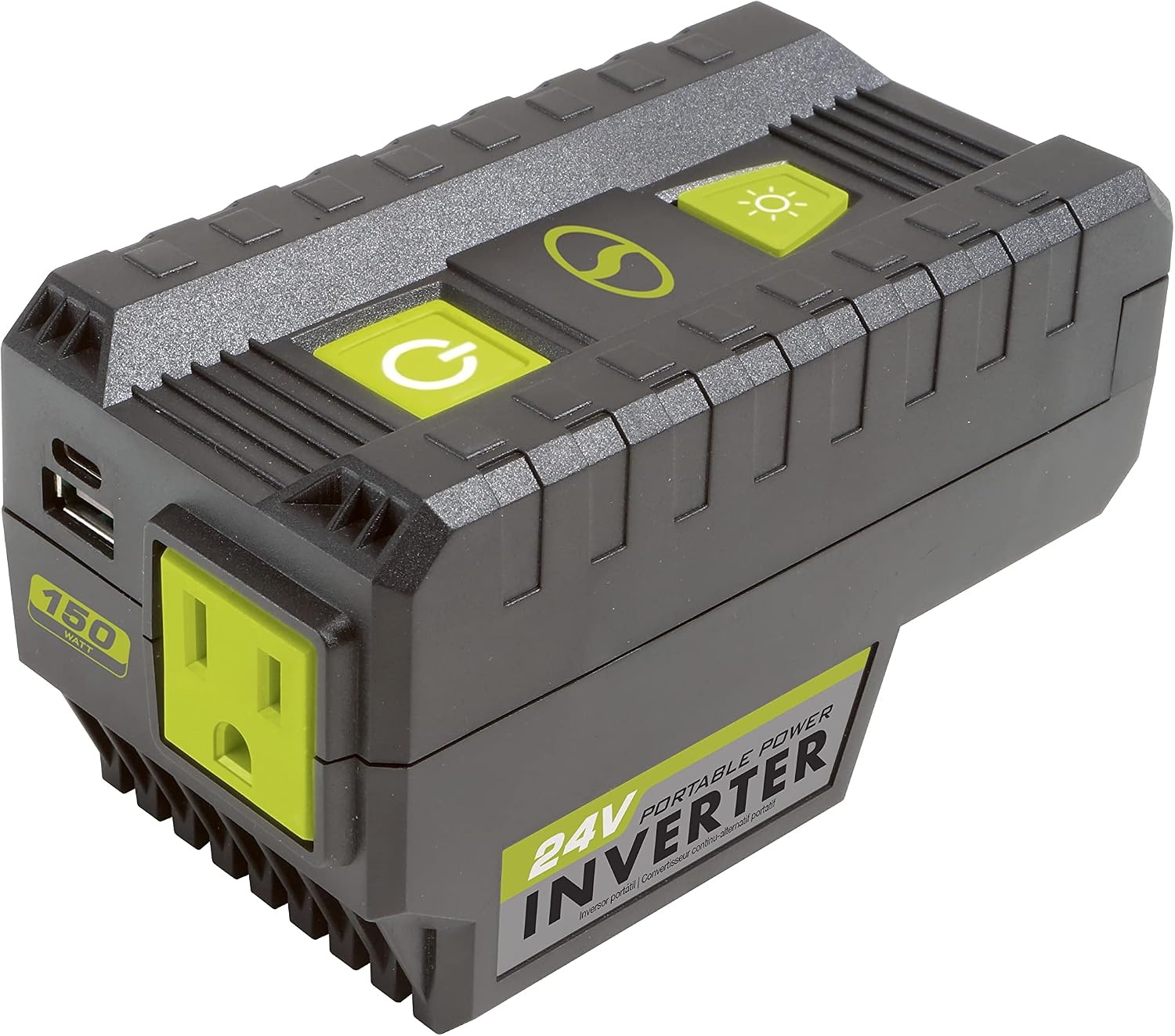 image:imageSun Joe 24V150WICT 24Volt IONMAX Cordless Portable Powered Inverter wUSB Type AC AC Outlet amp LED Light 150Watt Tool Only